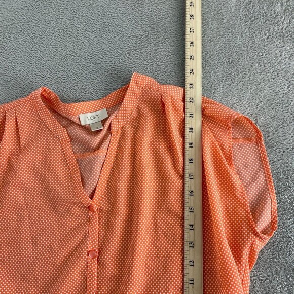 Ann Taylor Loft Womens Sleeveless Button-Up Orange Polka Dot Blouse Size M 3642 - Picture 5 of 8